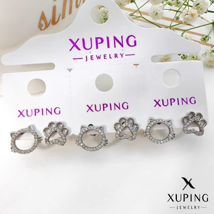 گوشواره ژوپینگ طرح گربه و پنجه نگین‌دار