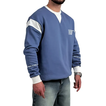 دورس مردانه پنبه آبی سه نخ طرح یقه هفت