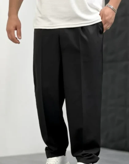 شلوار پارچه ای بگ مازراتی مشکی مردانه اورجینال دیلم