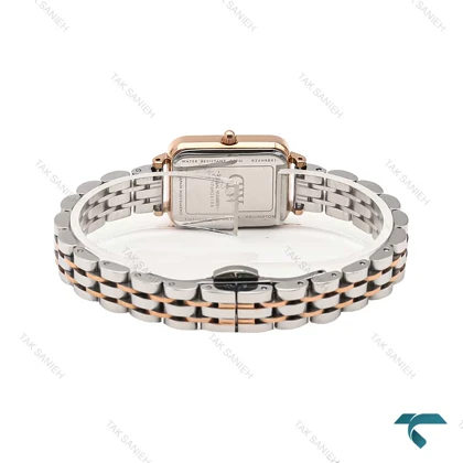 ساعت زنانه DW مستطیلی دو رنگ رزگلد ایندکس نگین DW-6765-L