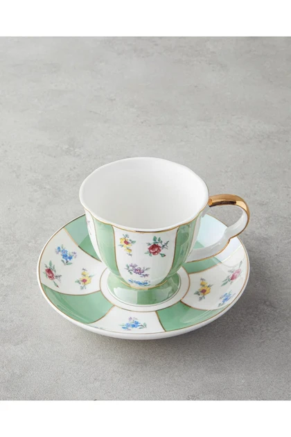 سرویس فنجان چای دو نفره چینی English Home مدل Bealy - سبز-زرد
