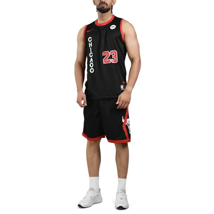 ست رکابی و شلوارک ورزشی مردانه شیکاگو بولز مدل Nike-3C327 مشکی