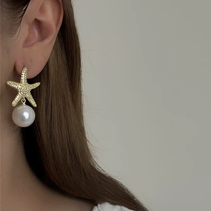 گوشواره زنانه ستاره مرواریدی کد 1073