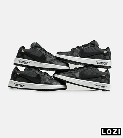 کفش کتانی مردانه و زنانه طوسی مشکی NIKE jordan 1 x LOUIS VUITTON مدل 6931