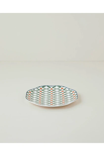 بشقاب دسر Bone China English Home مدل Nostalgic Petals - سبز