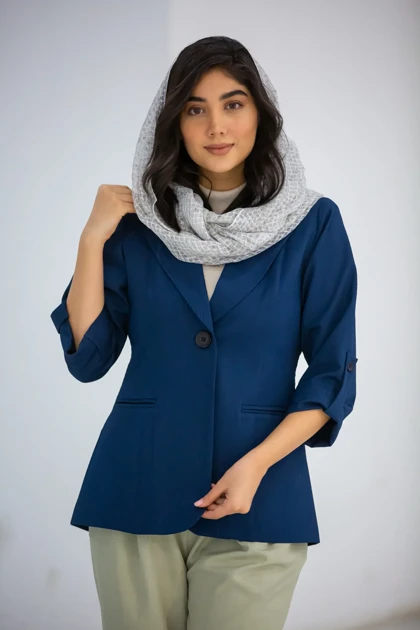 کت زنانه ژاکارد آستین دکمه