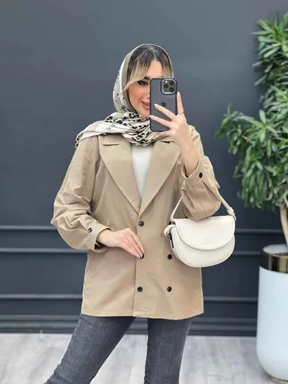 مانتو لینن سر آستین دکمه