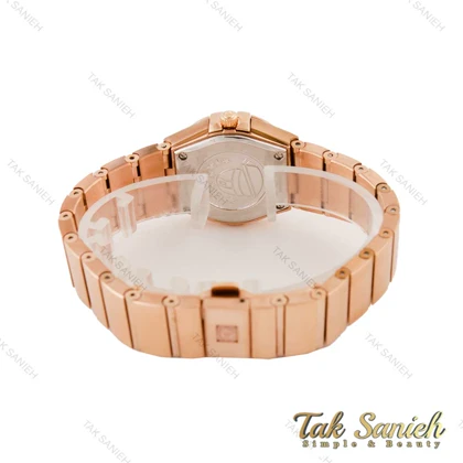 ساعت امگا کانسلیشن زنانه رزگلد صفحه سفید ایندکس نگین Omega-4471-L