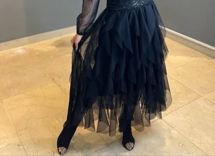 دامن توری زنانه مشکی