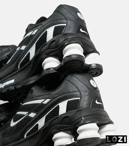 کفش کتانی مردانه مشکی سفید نایک NIKE x SUPREME shox ride 2