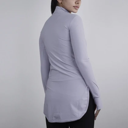 استرج آستین بلند نیم زیپ ورزشی زنانه نایک مدل VHD-3K1452 یاسی