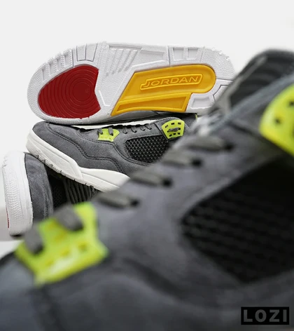 کتانی ساق‌دار مردانه خاکستری سبز Nike air jordan 4