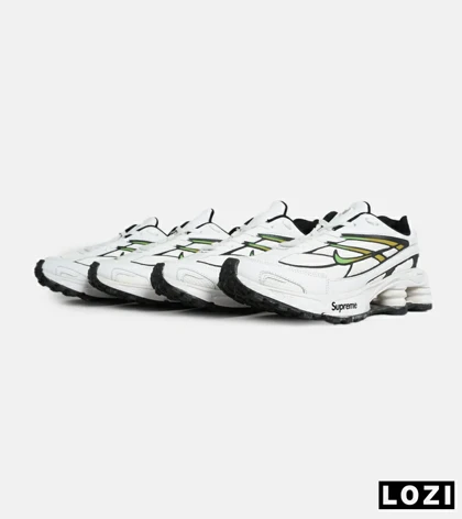 کفش کتانی مردانه سفید سبز نایک NIKE x SUPREME shox ride 2 مدل 7057