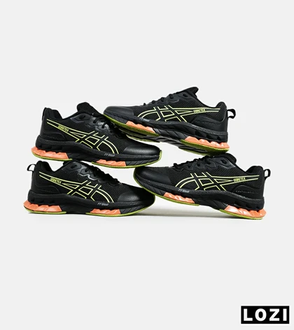 کفش کتانی مردانه مشکی لیمویی نارنجی ASICS GORETEX