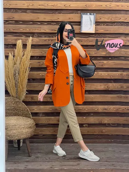 مانتو لینن یقه کراواتی