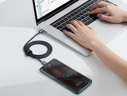 کابل سوپر فست شارژ دوسر تایپ‌سی 1.2 متری 100 وات بیسوس Baseus Type C to Type C fast charging cable 100W CAJY000601