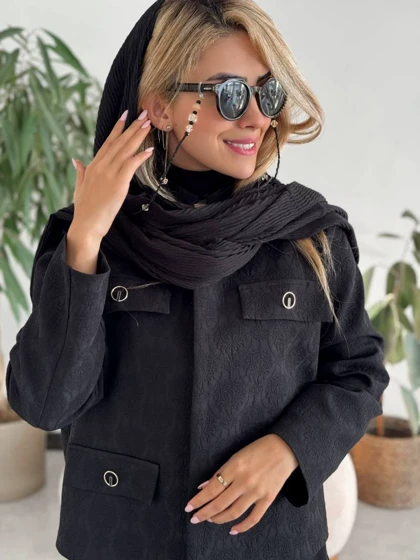 کت مشکی پاییزه زنانه کد DAMASK