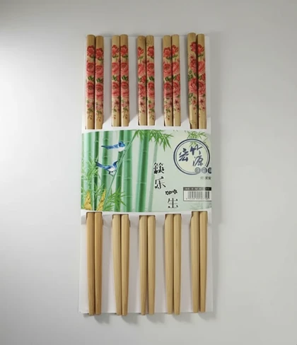 چاپستیک چوبی طرح گل