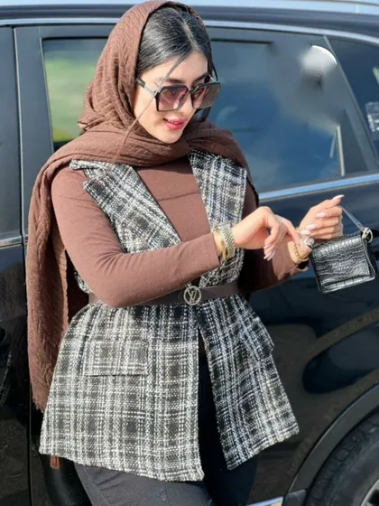 ست دوتکه وست شانل و کمربند کد 1060