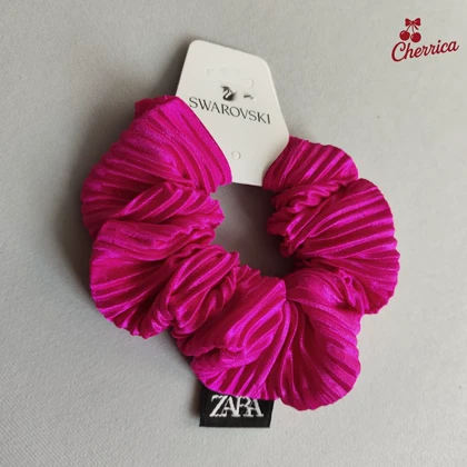 کش اسکرانچی ساتن پلیسه صورتی کد 15