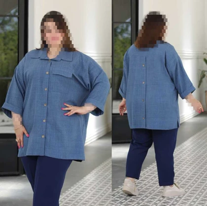 شومیز مانتویی سایز بزرگ مدل برلیان