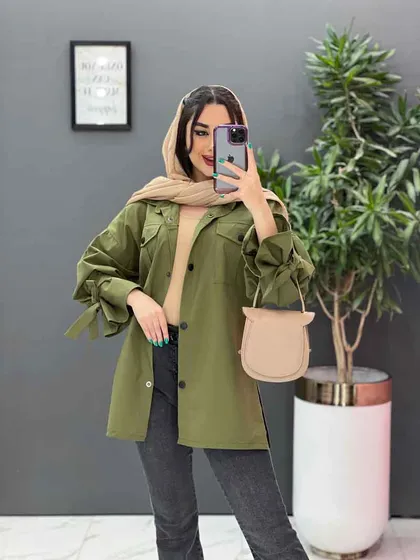 مانتو لینن آستین بند دار
