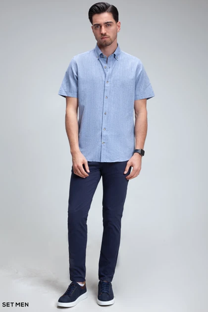 پیراهن مردانه آستین کوتاه لینن