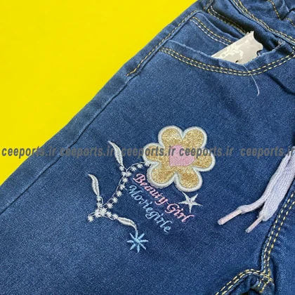 شلوارجین دخترانه بچه گانه طرح گل