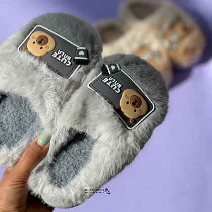 دمپایی پولیشی روفرشی طرح خرس کیوت