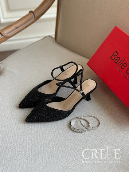 کفش بند تنظیم دار نگینی پاشنه 8 سانت