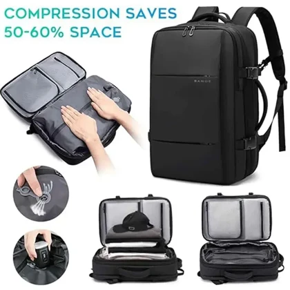 کوله پشتی بنج اورجینال مدل BANGE - BG3028 + پمپ وکیوم و قفل ضد سرقت