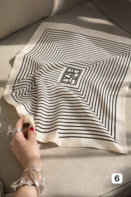 مینی اسکارف ساتن وارداتی طرح دار کد 400