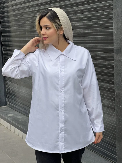 مانتو شومیزی سفید ساده 3355