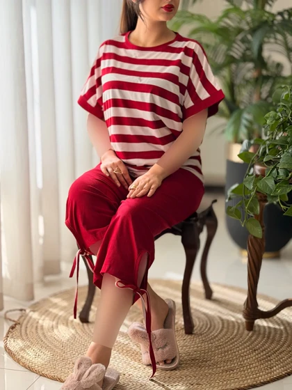 تیشرت شلوارک راه راه کد2519