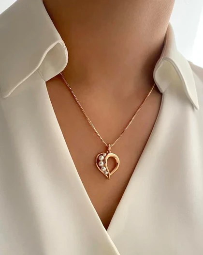 نیم ست قلب و مروارید ژوپینگ