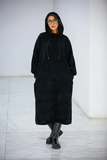 پالتو بیسکوییتی کلاهدار بلند