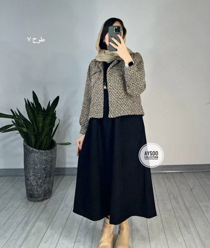 ست پیراهن مانتویی و کت شانل1