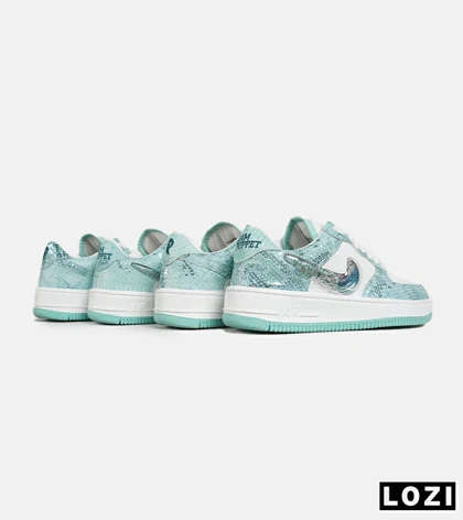 کفش کتانی مردانه و زنانه سفید آبی سبز NIKE dunk low steam puppet