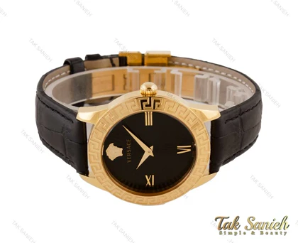 ساعت ورساچه زنانه طلایی بند چرم مشکی Versace-3941-L