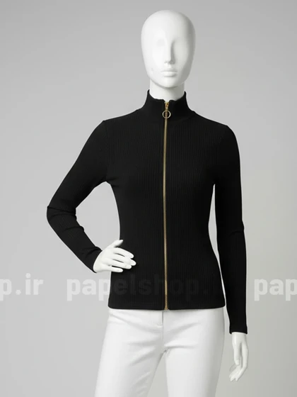 بلوز کبریتی یقه ایستاده تمام زیپ
