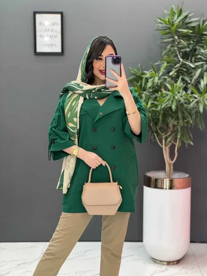 مانتو لینن آستین گت دار ده دکمه