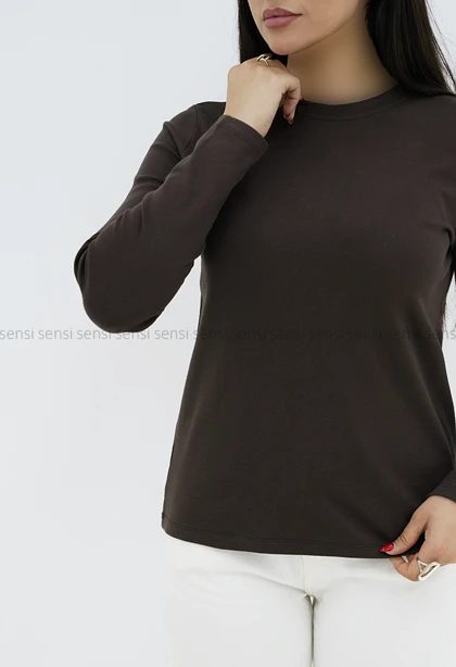 بلوز زنانه یقه گرد آستین بلند کد1005068