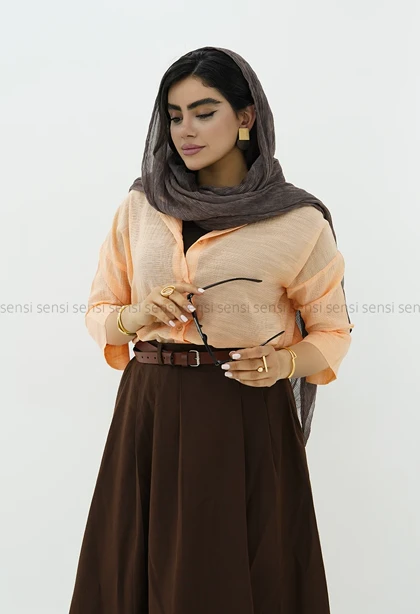 شومیز شیشه ای آستین چاک کد1006060