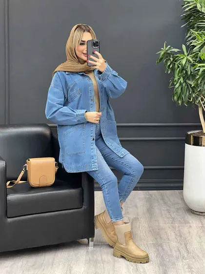 مانتو جین جیب کج
