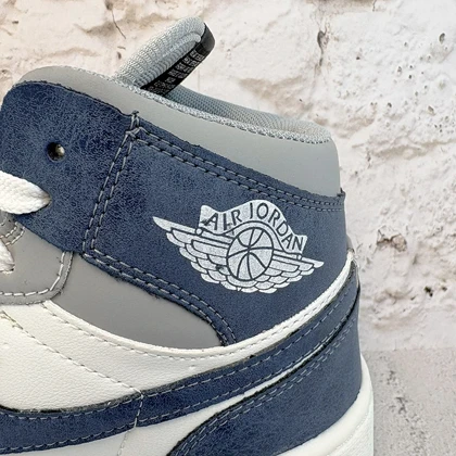 نایک ایر جردن 1 ساق‌دار طوسی سرمه ای (Nike Air Jordan 1 Navy Gray) کد 2341