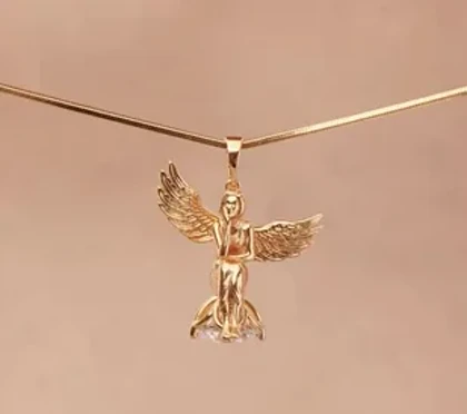 کد 0006 پلاک فرشته طلایی با زیره الماس ژوپینگ(بدون زنجیر)