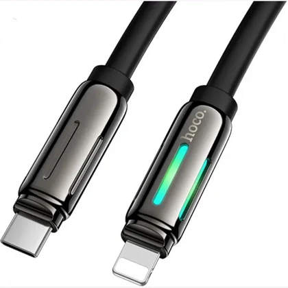 کابل تایپ سی به لایتنینگ هوکو مدل U136 توان 27 وات 1.2 متر با نور RGB