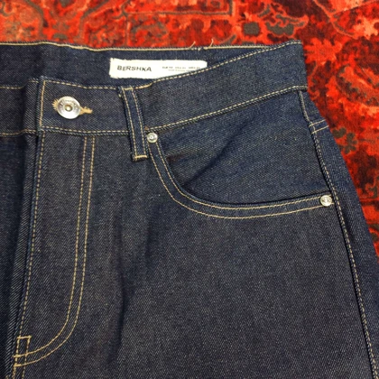 شلوار جین بگ استایل سرمه‌ای خام شور bershka بدون جنسیت کد 399