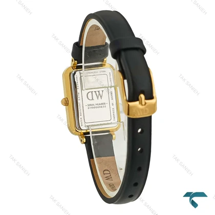 ساعت دنیل ولینگتون مستطیلی زنانه طلایی بند چرم DW-8309-L