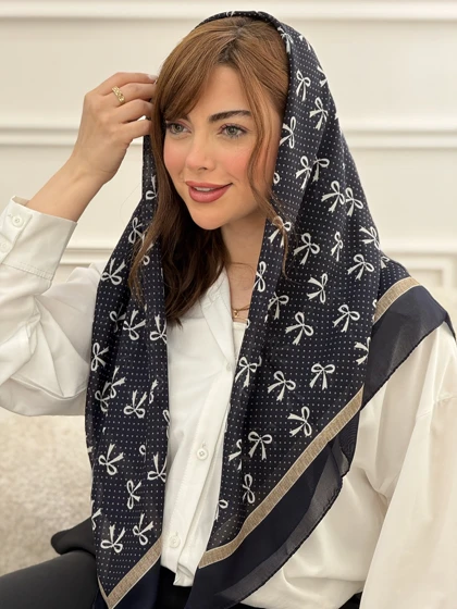 روسری نخ اسکالر طرح پاپیون